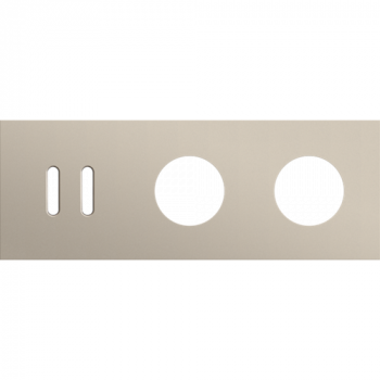 afdekplaat drievoudig horizontaal 71 mm voor 1 tweevoudige schakelfunctie en 2 stopcontacten rocker steel champagne coated (166)
