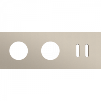 NIKO afdekplaat drievoudig horizontaal 71 mm voor 2 stopcontacten een 1 tweevoudige schakelfunctie rocker steel champagne coated (166)