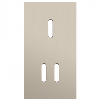 plaque de recouvrement double verticale 71mm pour 1 fonction simple et 1 fonction double rocker steel champagne coated (code 166)