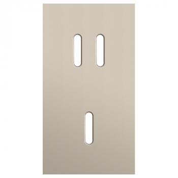 afdekplaat tweevoudig verticaal 71mm voor 1 tweevoudige en 1 enkelvoudig schakelfunctie rocker steel champagne coated (166)