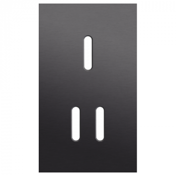 plaque de recouvrement double verticale 60mm pour 1 fonction simple et 1 fonction double rocker alu black coated (code 224)