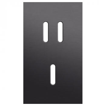 plaque de recouvrement double verticale 60mm pour 1 fonction double et 1 fonction simple rocker alu black brushed (code 224)
