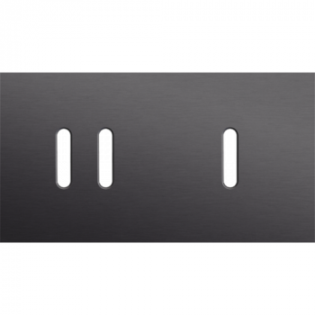 plaque de recouvrement double horizontal 71mm pour 1 fonction double et 1 fonction simple rocker alu black brushed (code 224)
