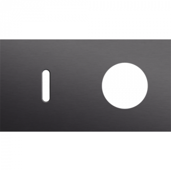 afdekplaat tweevoudig horizontaal 71 mm voor 1 enkelvoudig schakelfunctie en 1 stopcontact rocker alu black brushed (224)