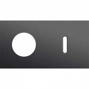 plaque de recouvrement double horizontal 71mm pour 1 prise de courant et 1 fonction simple rocker alu black brushed (code 224)