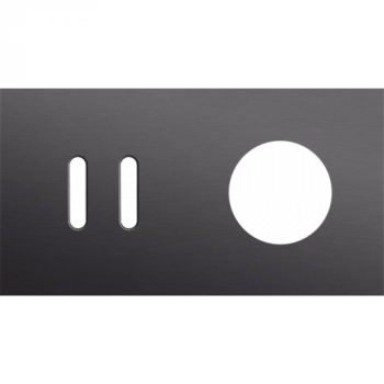 plaque de recouvrement double horizontal 71mm pour 1 fonction double et 1 prise de courant rocker alu black brushed (code 224)