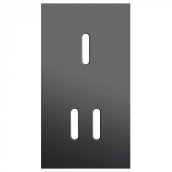 plaque de recouvrement double verticale 71mm pour 1 fonction simple et 1 fonction double rocker alu black brushed (code 224)