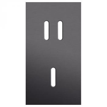afdekplaat tweevoudig verticaal 71mm voor 1 tweevoudig en 1 enkelvoudig schakelfunctie rocker alu black brushed (224)