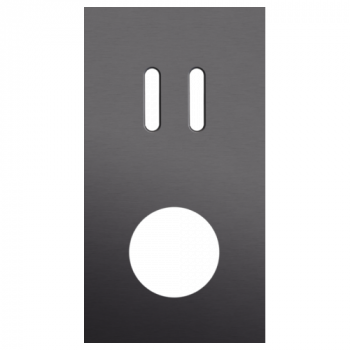 afdekplaat tweevoudig verticaal 71mm voor 1 tweevoudige schakelfunctie en 1 stopcontact rocker alu black brushed (224)