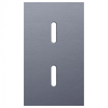 plaque de recouvrement double verticale 60mm pour 2 fonctions simple rocker alu blue grey brushed (226)