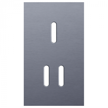 plaque de recouvrement double verticale 71mm pour 1 fonction simple et 1 fonction double rocker alu blue grey brushed (226)