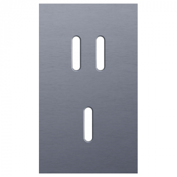 plaque de recouvrement double verticale 60mm pour 1 fonction double et 1 fonction simple rocker alu blue grey brushed (code 226)