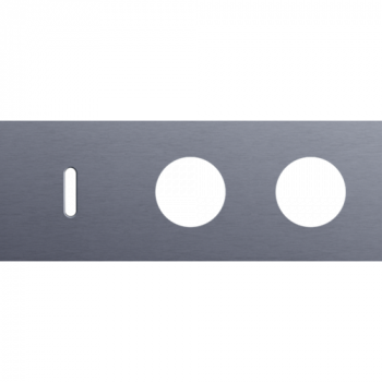 afdekplaat drievoudig horizontaal 71 mm voor 1 enkelvoudig schakelfunctie en 2 stopcontacten rocker alu blue grey brushed (226)