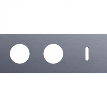 NIKO afdekplaat drievoudig horizontaal 71 mm voor 2 stopcontacten en 1 enkelvoudig schakelfunctie rocker alu blue grey brushed (226)