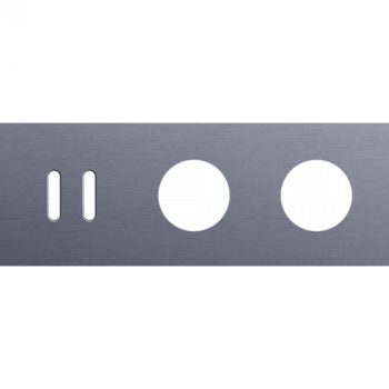 afdekplaat drievoudig horizontaal 71mm voor 1 tweevoudige schakelfunctie en 2 stopcontacten alu blue grey brushed (code 226)