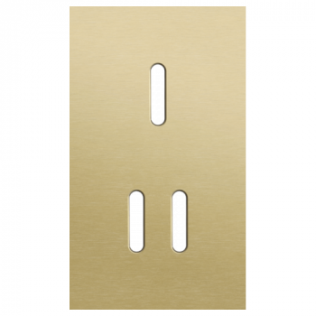 plaque de recouvrement double verticale 71mm pour 1 fonction simple et 1 fonction double rocker alu gold brushed (227)