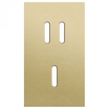 plaque de recouvrement double verticale 60mm pour 1 fonction double et 1 fonction simple rocker alu gold brushed (code 227)
