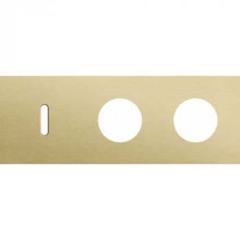 afdekplaat drievoudig horizontaal 71 mm voor 1 enkelvoudig schakelfunctie en 2 stopcontacten rocker alu gold brushed (227)