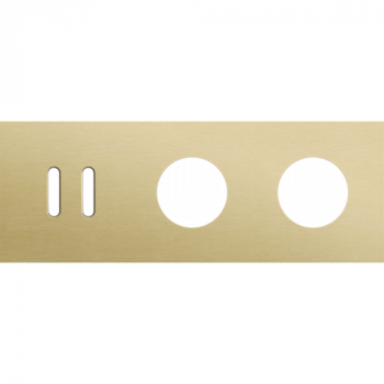 afdekplaat drievoudig horizontaal 71mm voor 1 tweevoudige schakelfunctie en 2 stopcontacten alu gold brushed (code 227)