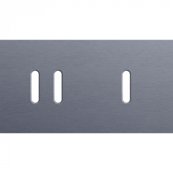 plaque de recouvrement double horizontale 71mm pour 1 fonction double et 1 fonction simple rocker alu blue grey brushed (code 226)
