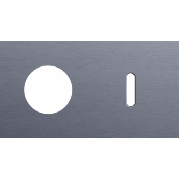 NIKO afdekplaat tweevoudig horizontaal 71 mm voor 1 stopcontact en 1 enkelvoudig schakelfunctie rocker alu grey brushed (226)