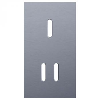 afdekplaat tweevoudig verticaal 71mm voor 1 enkelvoudig en 1 tweevoudige schakelfunctie rocker alu blue grey brushed (226)