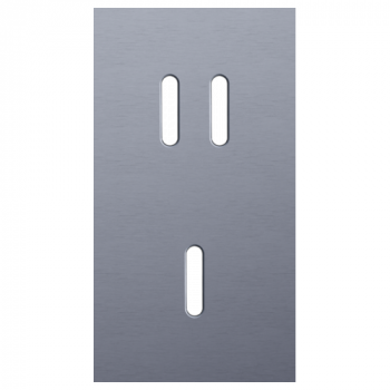 afdekplaat tweevoudig verticaal 71mm voor 1 tweevoudige en 1 enkelvoudig schakelfunctie rocker alu grey brushed (226)