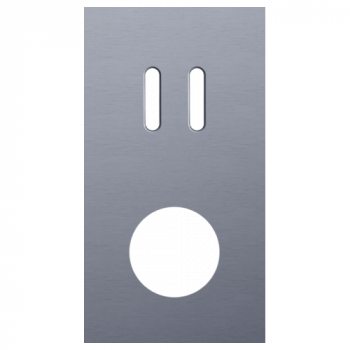 plaque de recouvrement rocker double vertical 71mm pour 1 fonction double et 1 prise de courant alu grey brushed (code 226)