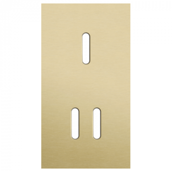 plaque de recouvrement double verticale 71mm pour 1 fonction simple et 1 fonction double rocker alu gold brushed (227)