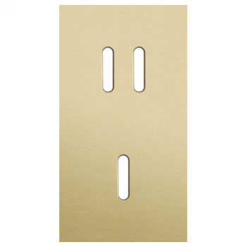 plaque de recouvrement double verticale 71mm pour 1 fonction double et 1 simple alu gold brushed (code 227)
