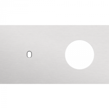 plaque de recouvrement double horizontale 71mm pour 1 fonction simple et 1 prise de courant toggle alu grey brushed (155)