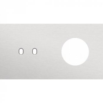 plaque de recouvrement double horizontale 71mm pour 1 fonction double et 1 prise de courant toggle alu grey brushed (155)