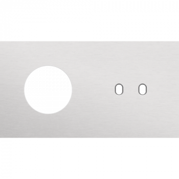 plaque de recouvrement double horizontale 71mm pour 1 prise de courant et 1 fonction double toggle alu grey brushed (155)