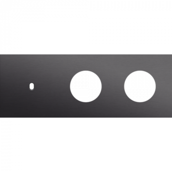 afdekplaat drievoudig horizontaal 71mm voor 1 enkelvoudige schakelfunctie en 2 stopcontacten toggle alu black brushed (224)