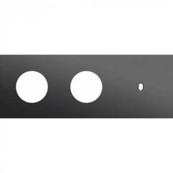 afdekplaat drievoudig horizontaal 71mm voor 2 stopcontacten en 1 enkelvoudige schakelfunctie toggle alu black brushed (224)