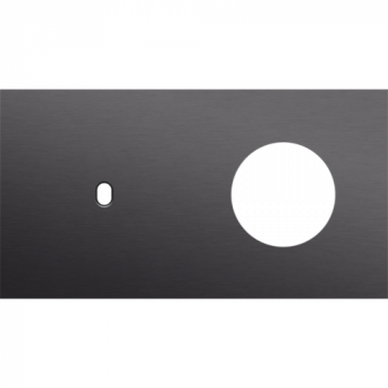 plaque de recouvrement double horizontale 71mm pour 1 fonction simple et 1 prise de courant toggle alu black brushed (224)