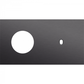 afdekplaat tweevoudig horizontaal 71 mm voor 1 stopcontact en 1 enkelvoudige schakelfunctie toggle alu black brushed (224)