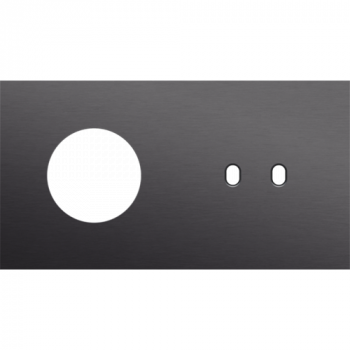 plaque de recouvrement double horizontale 71mm pour 1 prise de courant et 1 fonction double toggle alu black brushed (224)