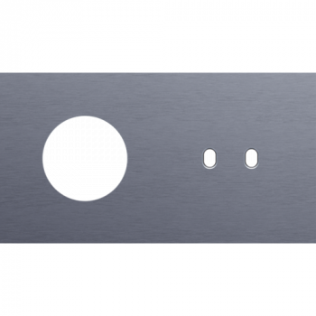 afdekplaat tweevoudig horizontaal 71 mm voor 1 stopcontact en 1 tweevoudige schakelfunctie toggle alu blue grey brushed (226)
