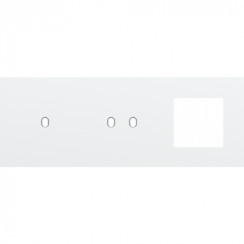 afdekplaat drievoudig horizontaal 71mm voor 1 enkelvoudig en 1 tweevoudig schakelfunctie toggle, en 1 functie 45 x 45 steel white coated (154)