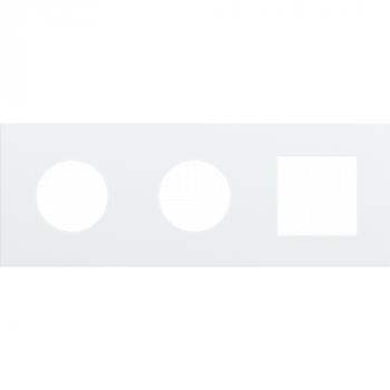 afdekplaat drievoudig horizontaal 71mm voor 2 stopcontacten en 1 functie 45 x 45 steel white coated (154)