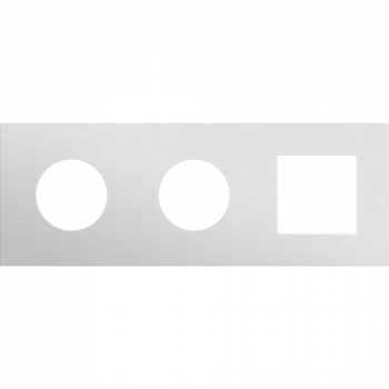 plaque de recouvrement triple horizontal 71 mm pour 2 prises et 1 fonction 45 x 45 alu grey brushed (155)