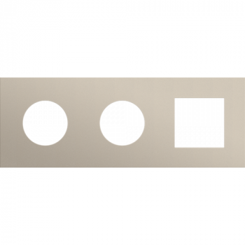 afdekplaat drievoudig horizontaal 71mm voor 2 stopcontacten en 1 functie 45 x 45 steel champagne coated (166)