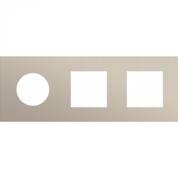 afdekplaat drievoudig horizontaal 71mm voor 1 stopcontact en 2 functies 45 x 45 steel champagne coated (166)