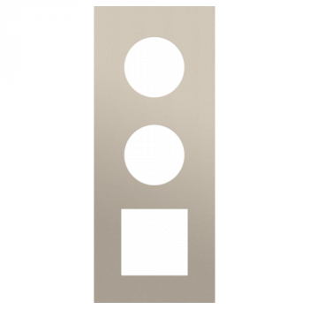 afdekplaat drievoudig verticaal 60mm voor 2 stopcontacten en 1 functie 45 x 45 steel champagne coated (166)