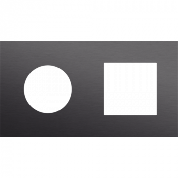 plaque de recouvrement double horizontale 71mm pour 1 prise et une fonction 45 x 45 alu black brushed (224)
