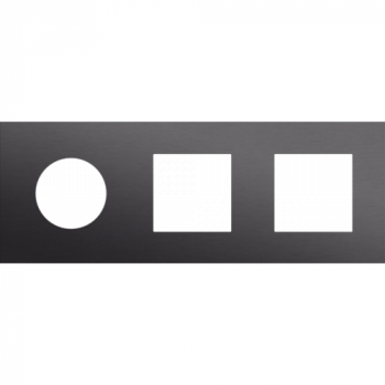 afdekplaat drievoudig horizontaal 71mm voor 1 stopcontact en 2 functies 45 x 45 alu black brushed (224)