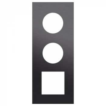 plaque de recouvrement triple vertical 60 mm pour 2 prises et 1 fonction 45 x 45 alu black brushed (224)