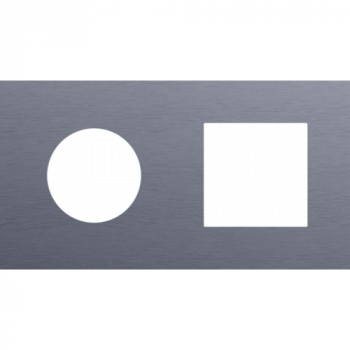 plaque de recouvrement double horizontale 71mm pour 1 prise et une fonction 45 x 45 alu blue grey brushed (226)