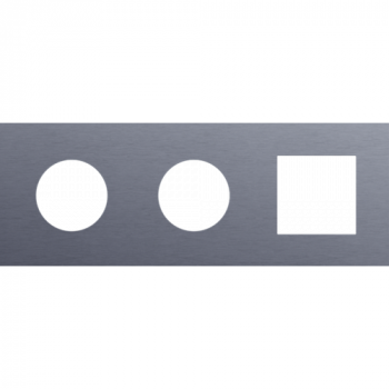 afdekplaat drievoudig horizontaal 71mm voor 2 stopcontacten en 1 functie 45 x 45 alu blue grey brushed (226)